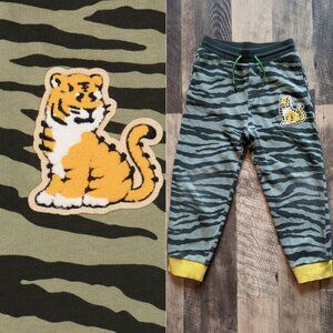 Kenzo Kids Joggers Unisex Kotora Fleece Trousers Tiger Patch